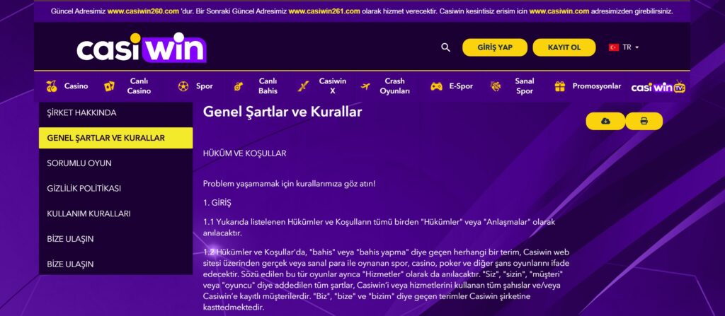 casiwin üyelik iptali